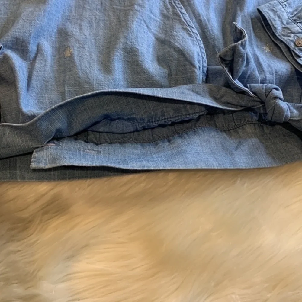 J. Crew chambray surplice wrap with silver stars and adjustable bottom S Tall